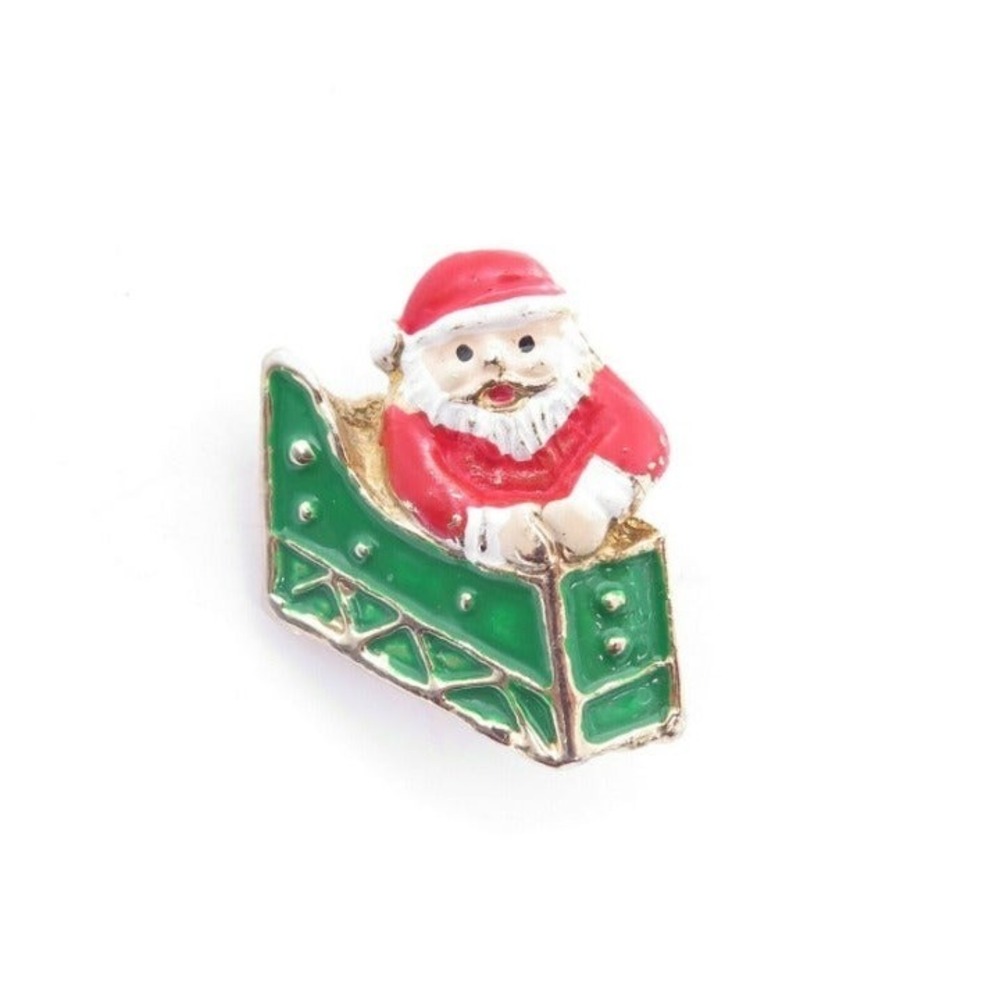 Vintage SANTA CLAUS Riding a Sleigh Christmas Pin
